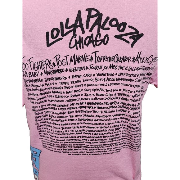 Lolla Palooza 2021 Chicago Pink Music Festival Tee Size Small 2 Sides - Picture 2 of 11